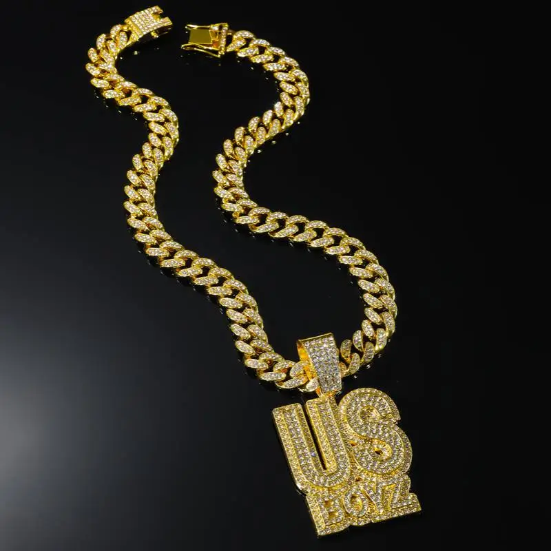 Letter Diamond Pendant Necklace-2