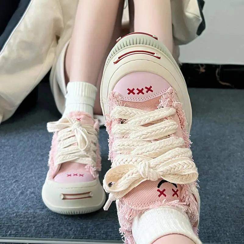 Breathable Canvas Open Smile Board Shoes-7