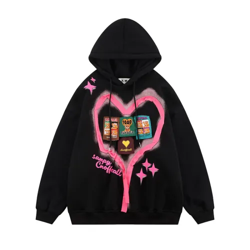 New Arrival Heart Cartoon Printed Loose Hoodie