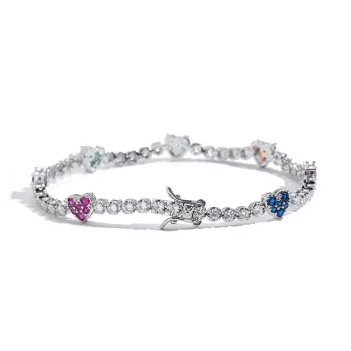 Colorful Heart-Shaped Tennis Bracelet