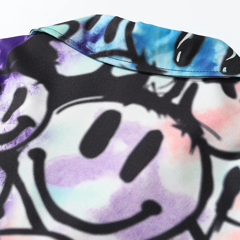 Print Graffiti Smiley Face Shirt-3