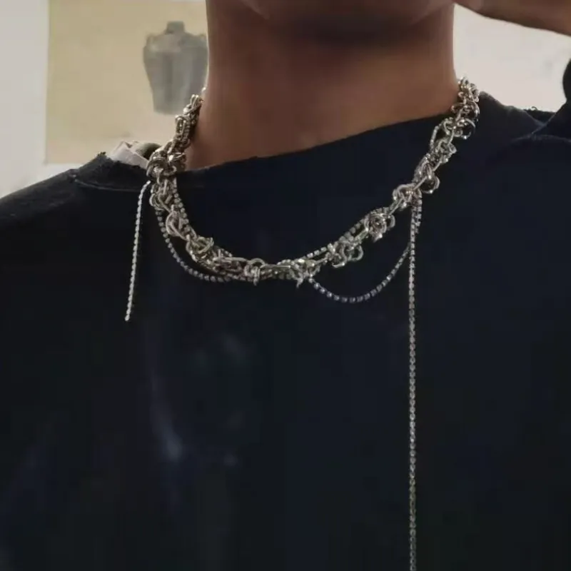 Hip Hop Silver Tassel Necklace-1
