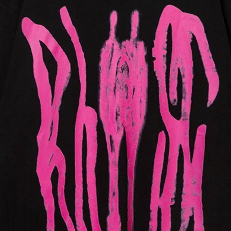 Graffiti Hand painted Niche Letter Large Printed Short sleeved T shirt-5