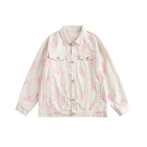 Rose Jacquard Casual Denim Jacket