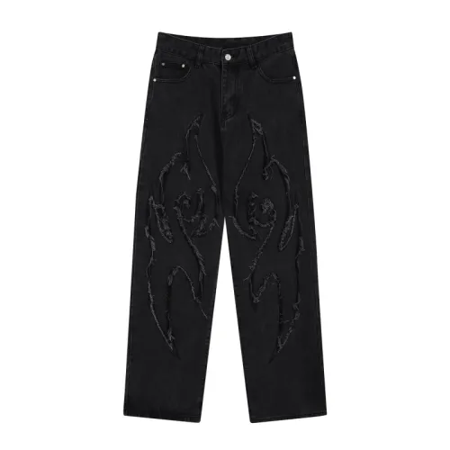 Retro Sticker Niche Straight Leg Jeans