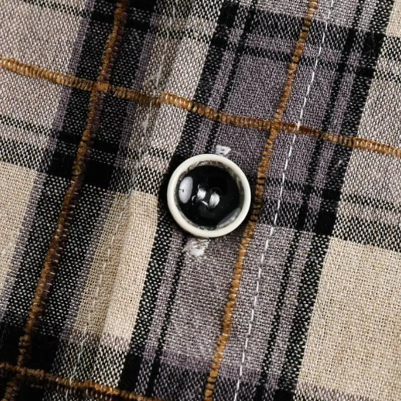 Loose Casual Plaid Striped Shirt-5