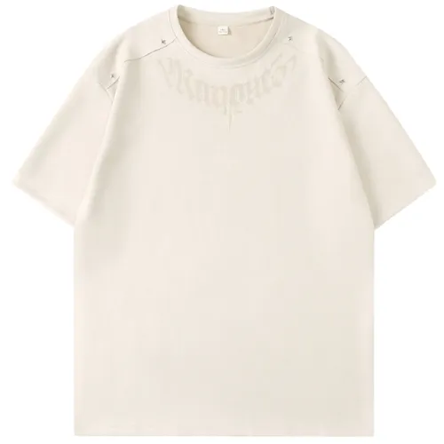 Suede Letter Print T-Shirt