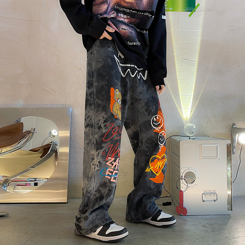 Trendy Hip-Hop Graffiti Embroidered Pants - POIZON