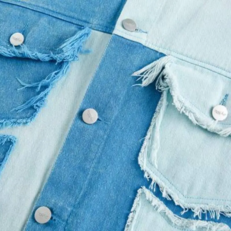 Loose Retro Blue Patchwork Jacket-5
