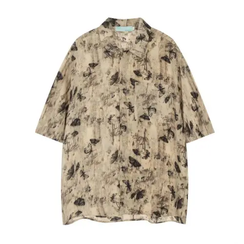 Simple Non-ironing Full Print Floral Short-sleeved Shirt