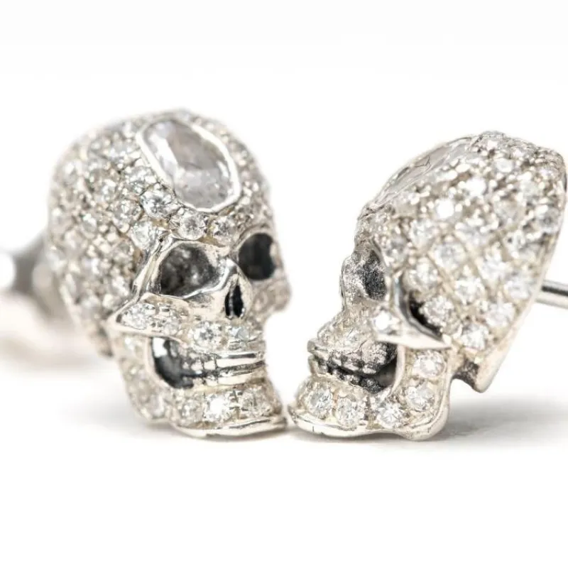 925 Sterling Silver Skull Stud Earrings-3