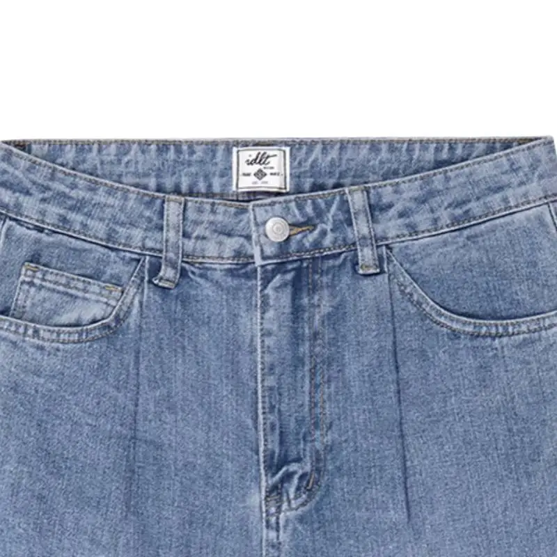 Retro Loose Washed Blue Straight Jeans-3