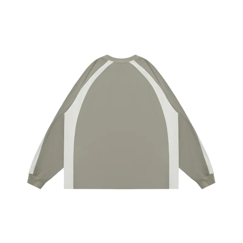 Fashion Raglan Sleeve Color Contrast Casual Loose Shirt-1