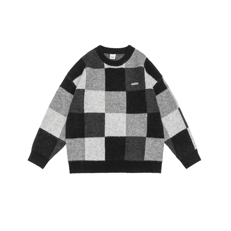 Contrast Color Stitching Retro Sweater-6
