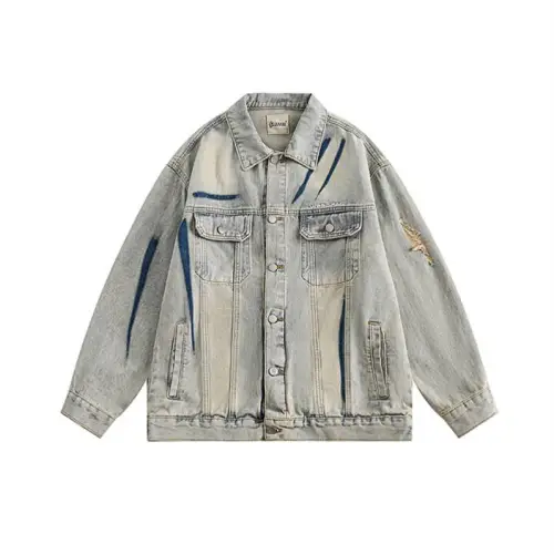 Vintage Distressed Ripped Denim Jacket