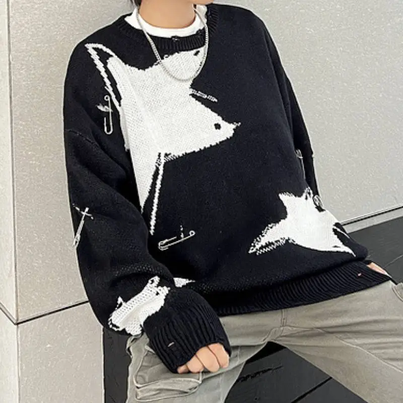 Retro Fashion Loose Knitwear-3
