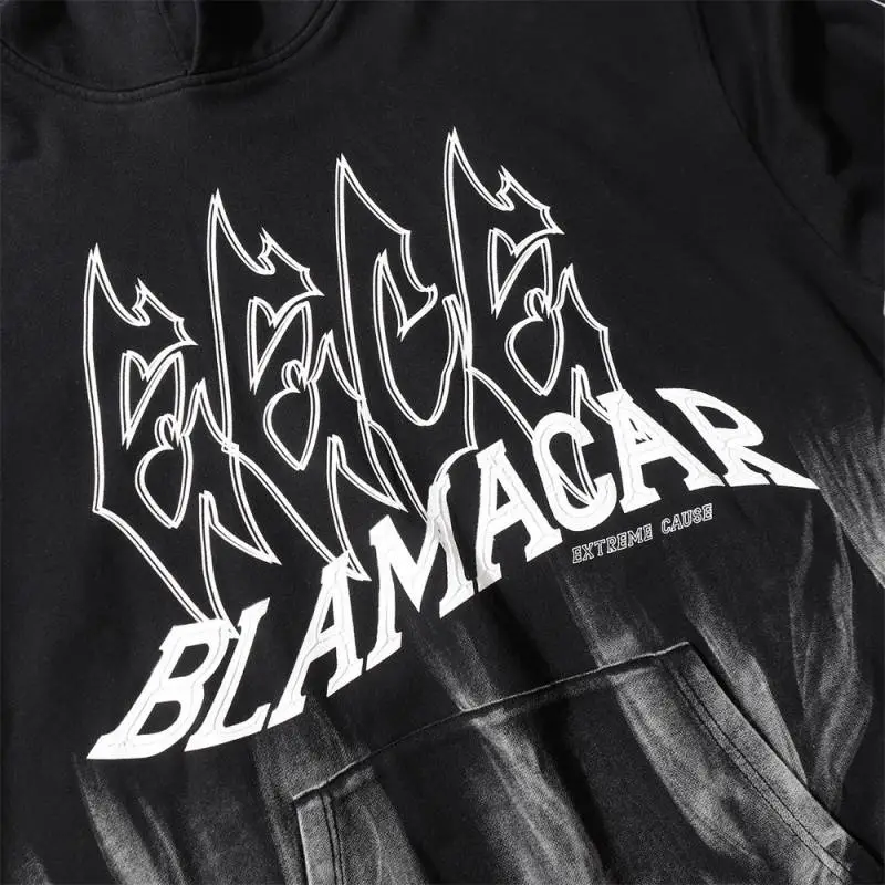 Letter Embroidered Graffiti Sweatshirt-2