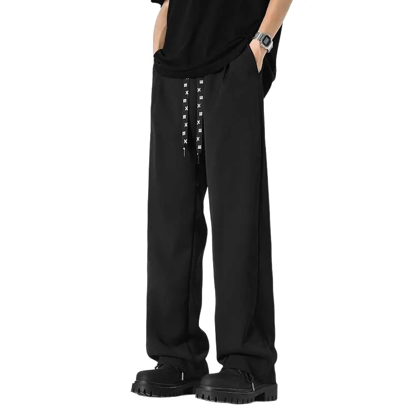 Drawstring Dipping Ice Silk Cool Straight Casual Pants - POIZON