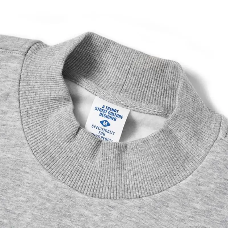 Printed High Neck Loose Crewneck Sweatshirt-6