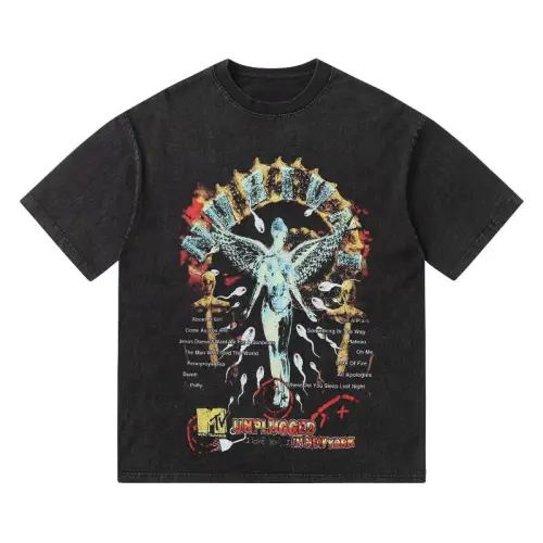 High Street Nirvana Angel Rock Band Fun Printing Loose T-shirt