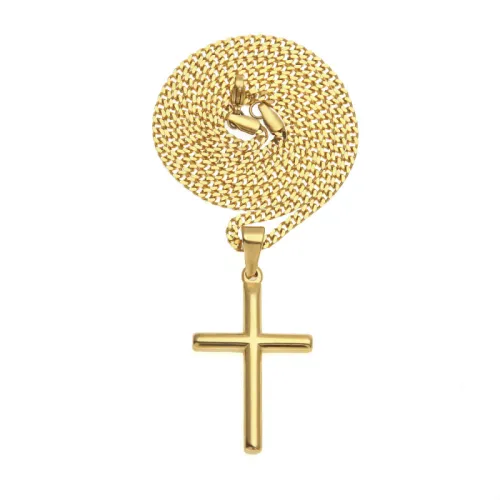 Hip Hop Gold-plated Cross Pendant Stainless Steel Necklace