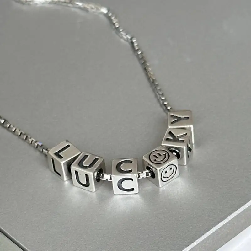 Retro Lucky Letter Necklace-3