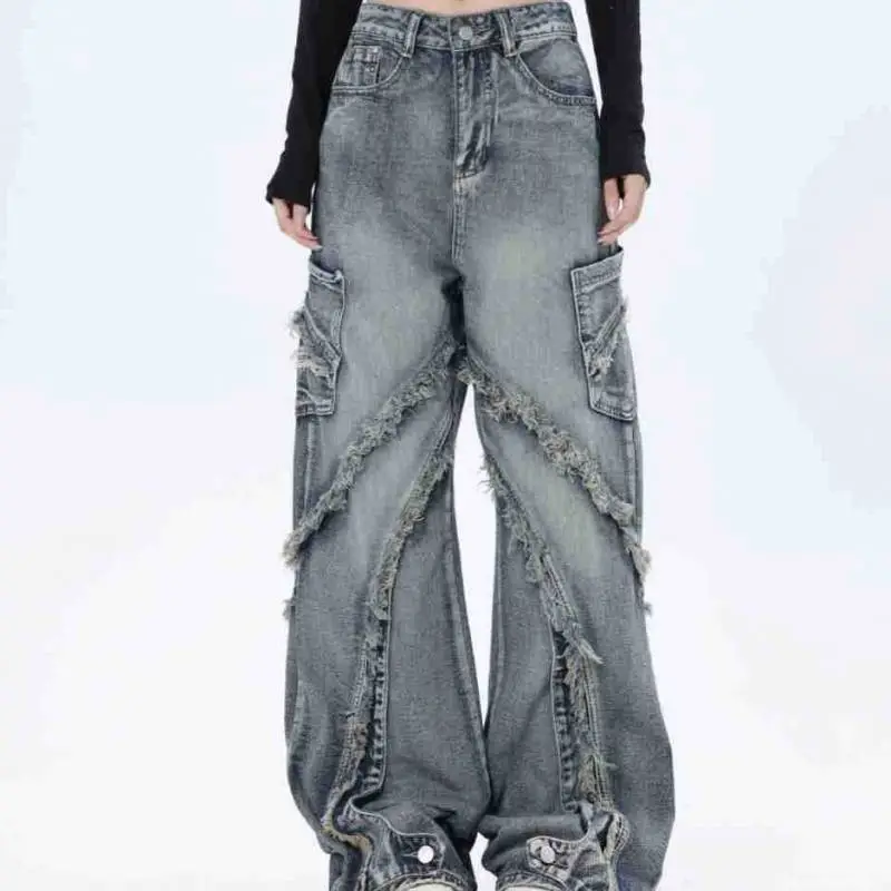 Raw Edge Stitching Jeans-2