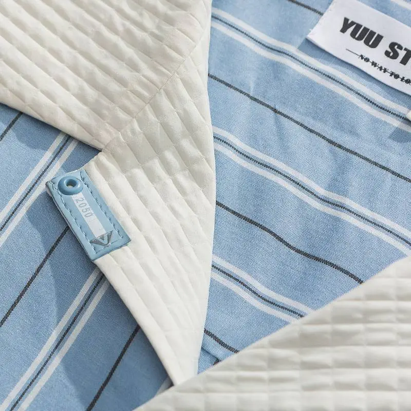 Retro Striped Short Sleeved Shirt-5
