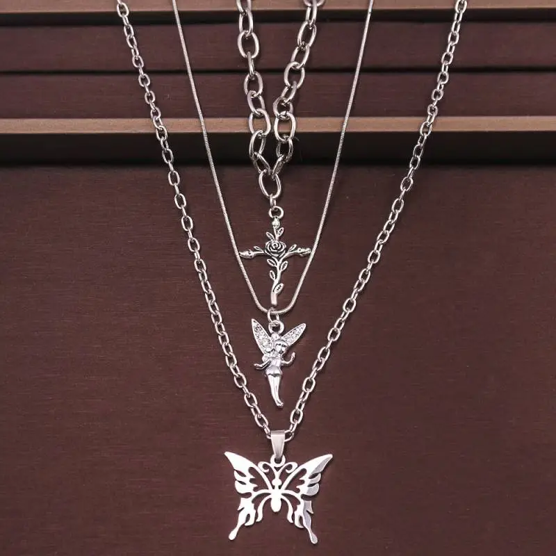 Butterfly Angel Multi Layer Necklace-7