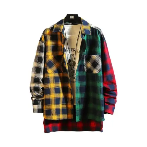 Trendy Patchwork Plaid Shirt