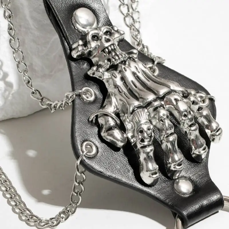 Retro Punk Rivet Skull Bracelet-4