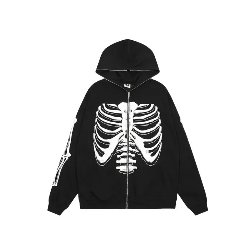 Loose Skull Print Hoodie Jacket