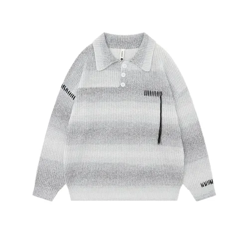 Niche Gradient Striped Loose Pullover Collar Sweater