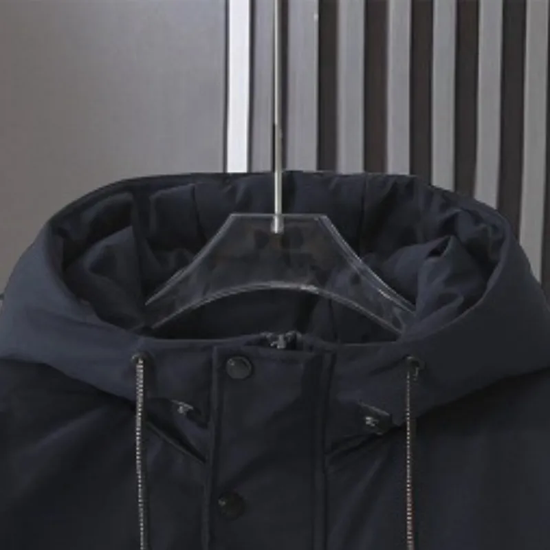Windproof Fleece Lined Stand Collar Down Jacket-5