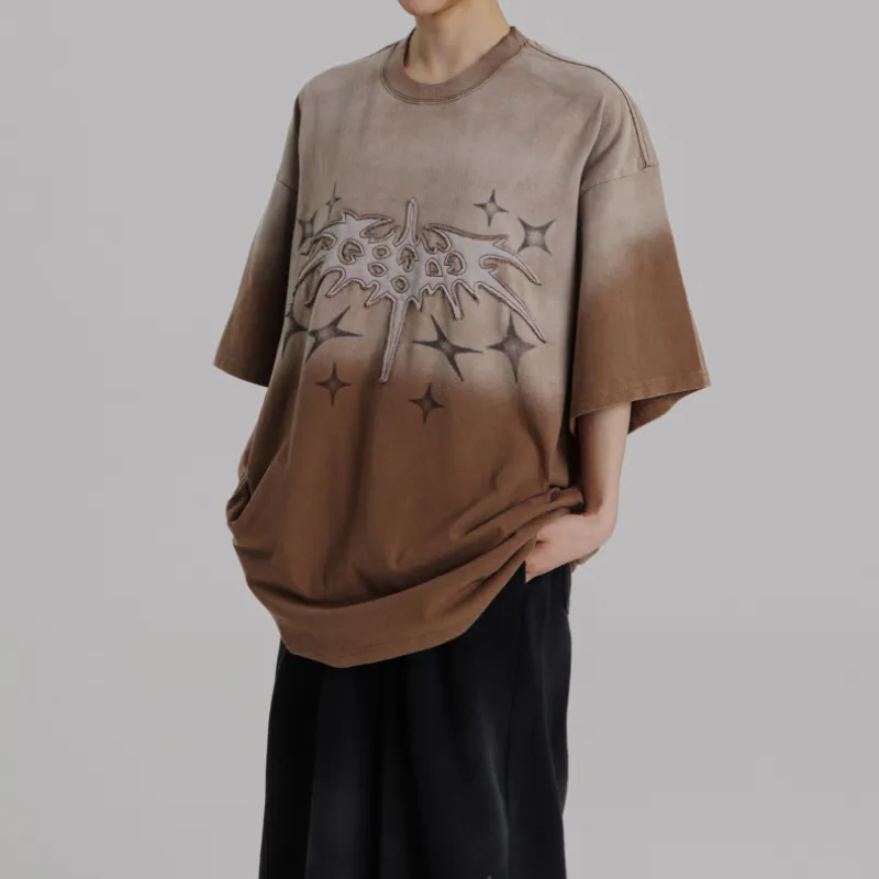 Trendy Wash Embroidery Casual Short Sleeve T shirt-9