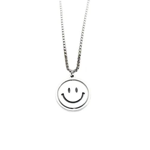 Stainless Steel Rotating Smiley Face Sweater Necklace