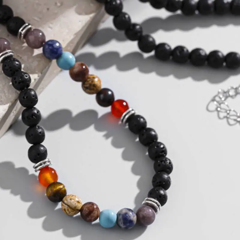 Retro Colored Beaded Necklace-3