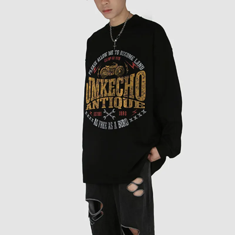 Trendy Vintage Washed Long Sleeve Crewneck Hoodie-5