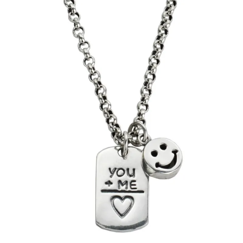 Sterling Silver Smiley Letter Necklace-2