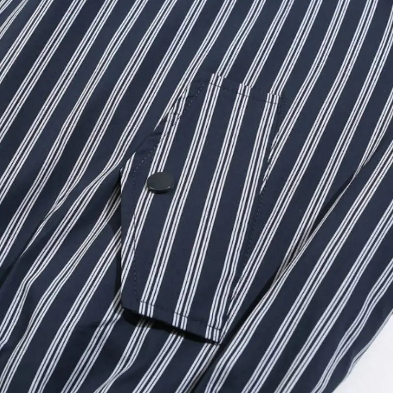 Retro Loose Workwear Striped Jacket-7