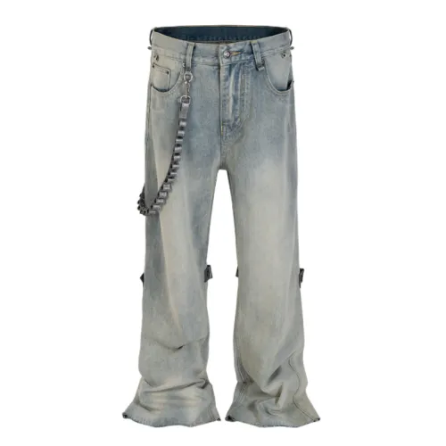 Leather Washed Chain Jeans