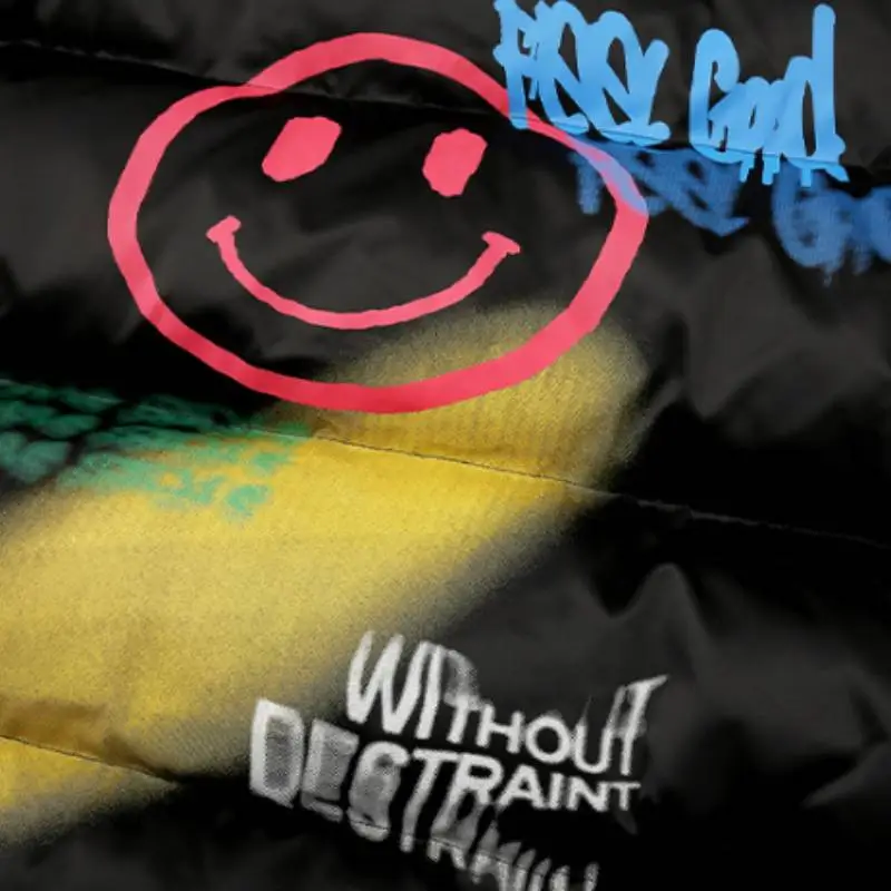 High Street Graffiti Spray Paint Cotton padded Jacket-4