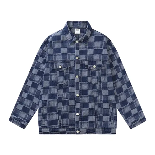 HELIPORT Apron Blue Plaid Trendy Loose Denim Jacket