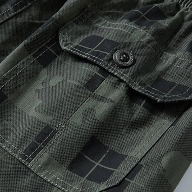Loose Casual Camouflage Plaid Printed Large Pants-3