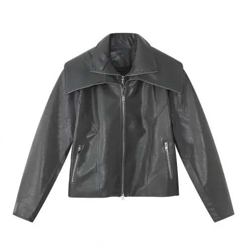 Street Style Niche Fake Two-piece Design Leather Jacket