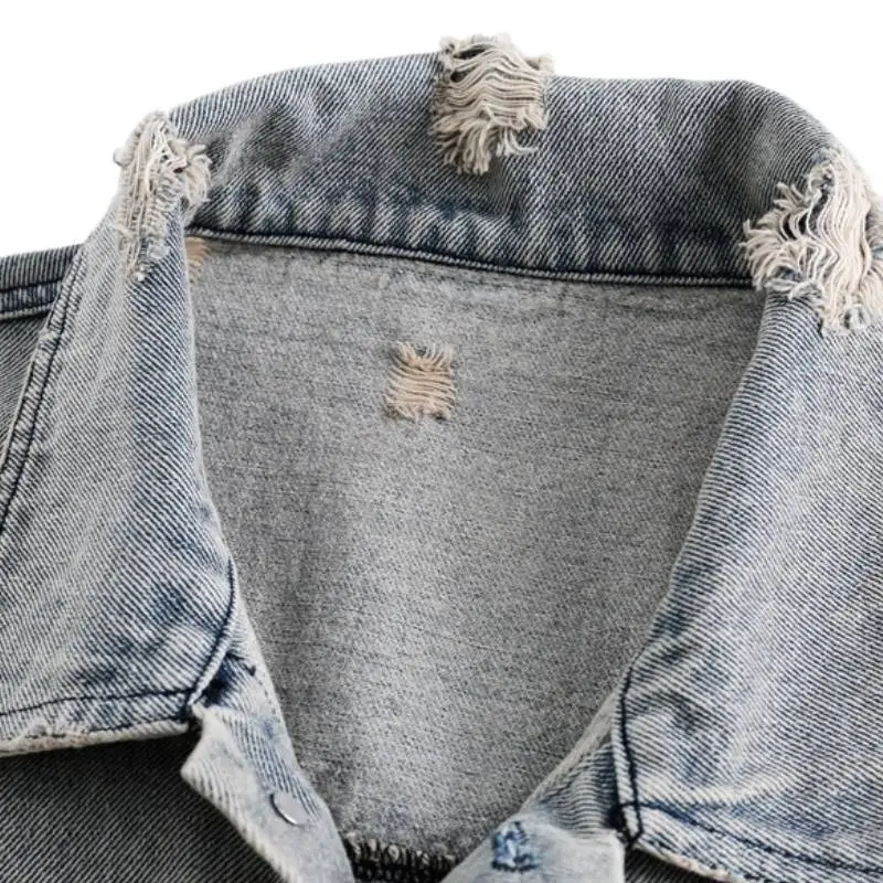 Retro Distressed Rough Edge Work Vest-6