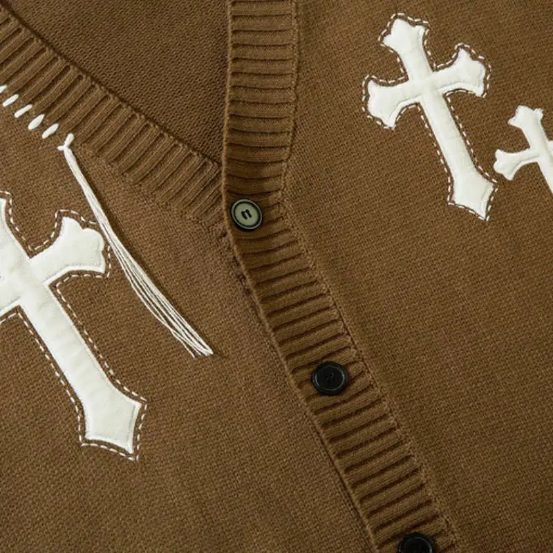 Goethe Style Cross Embroidered Knitted Sweater-4