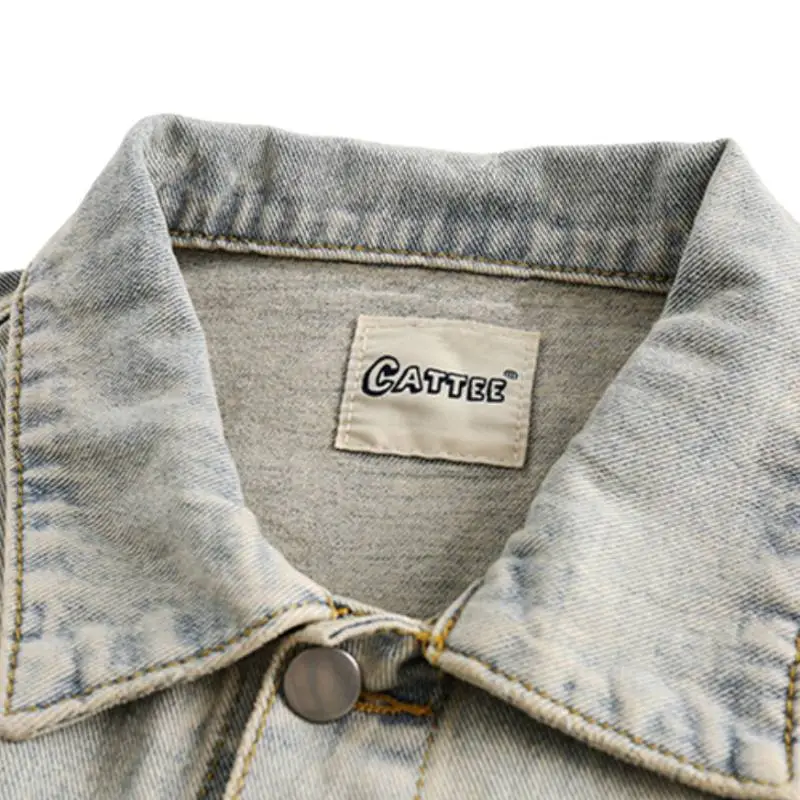 Vintage Distressed Ripped Denim Jacket-2