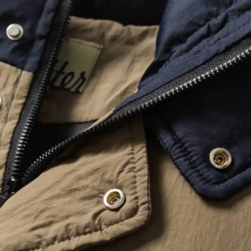 Street Color Matching Cotton Coat-5
