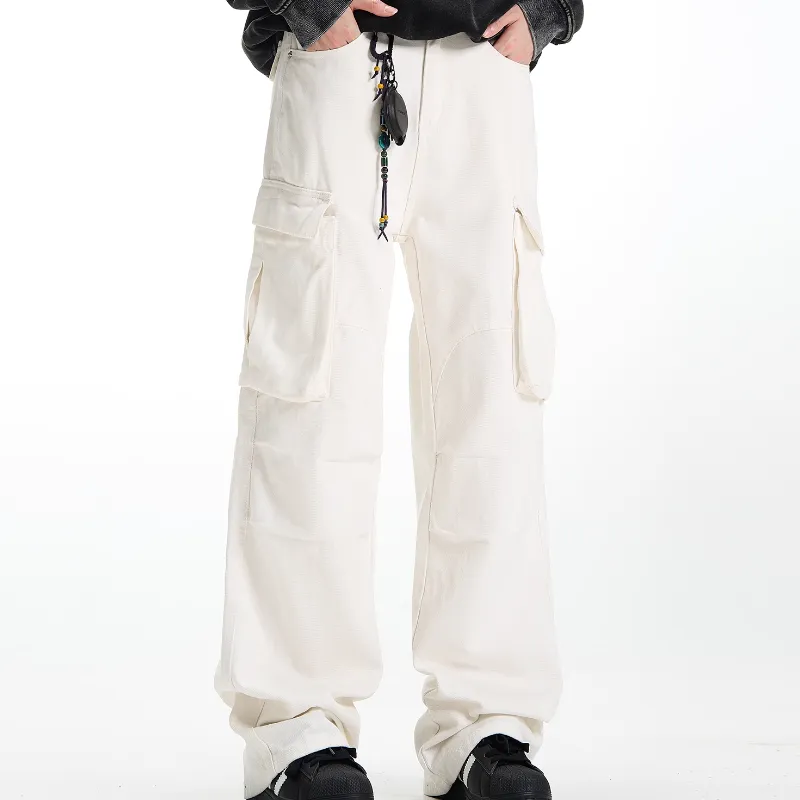 Casual Loose Straight Leg Cargo Pants-3